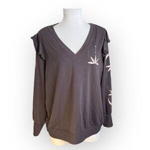 Torrid‎ V-Neck Ruffled Long Sleeve Sweater